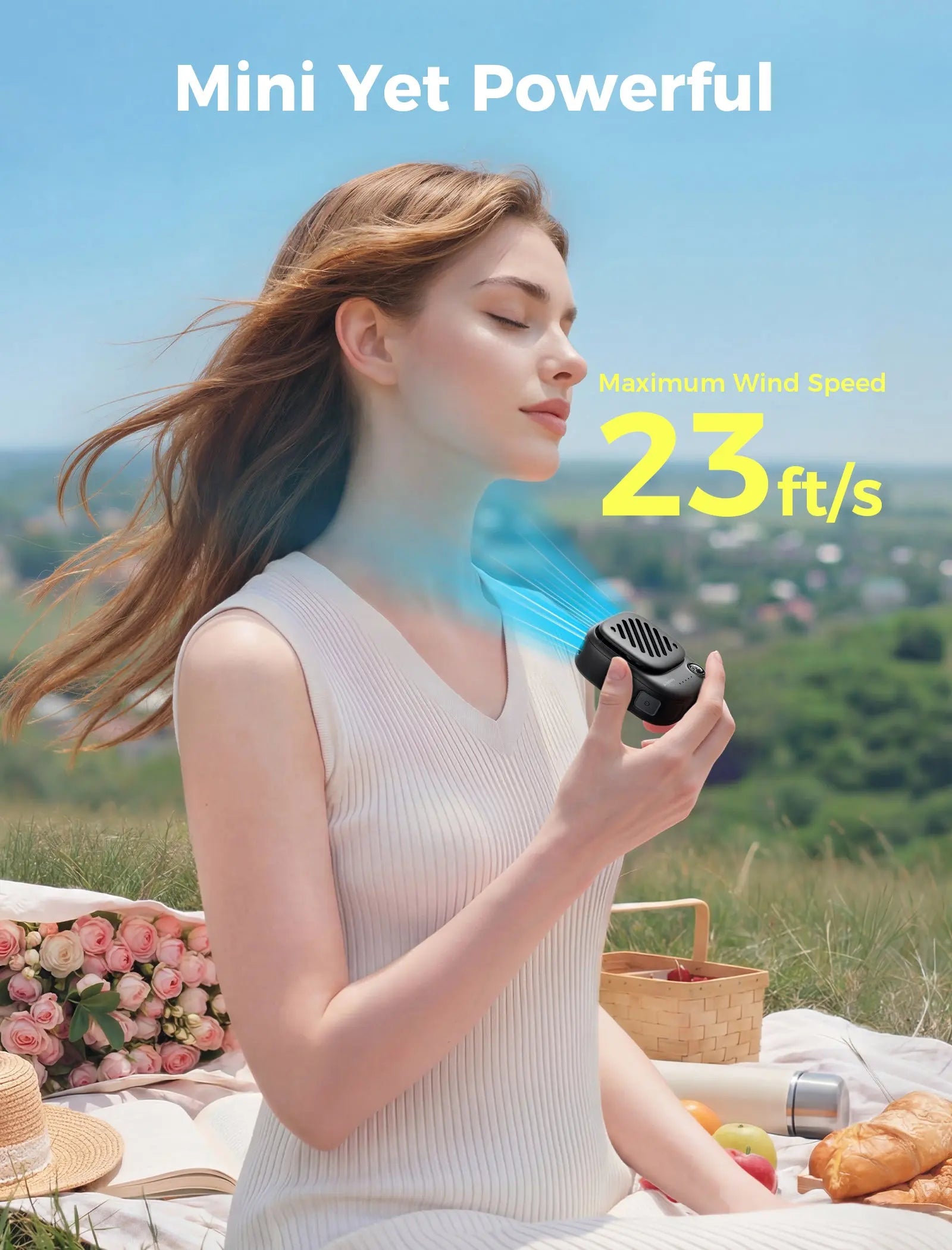 Aecooly Mini Portable Neck Fan, Mighty Hands Free Fan, Magnetic Fit Click 01 USB Rechargeable 10H Max Portable Fan Tech House Singapore