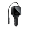 Acefast B17 95W Fast Charge Car Charger 2xUSB-C + USB-A Multi-Port with Built-in Retractable USB-C Cable LED Display - Black