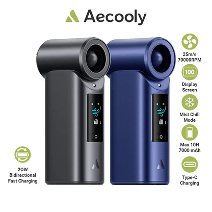 Aecooly Portable Misting Fan Cold Air Ultra Mist Chill High Speed Wind Portable Fan Rechargeable Turbo Fan Mini Fan Tech House Singapore