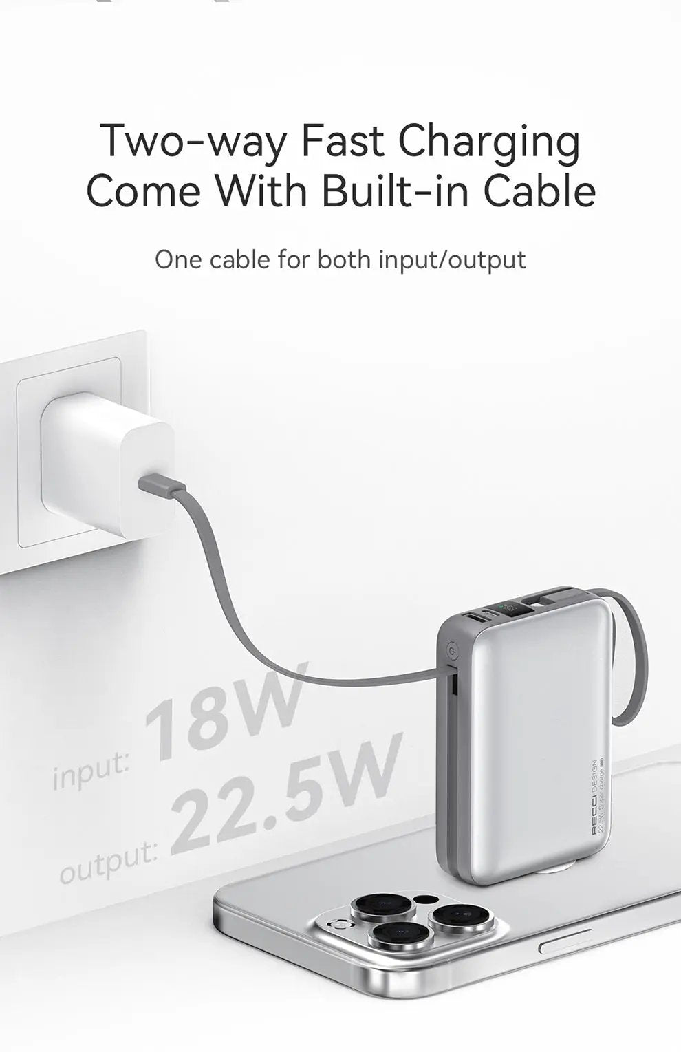 Recci 20000mAh Power Bank 22.5W (RPB-P63) Tech House Singapore