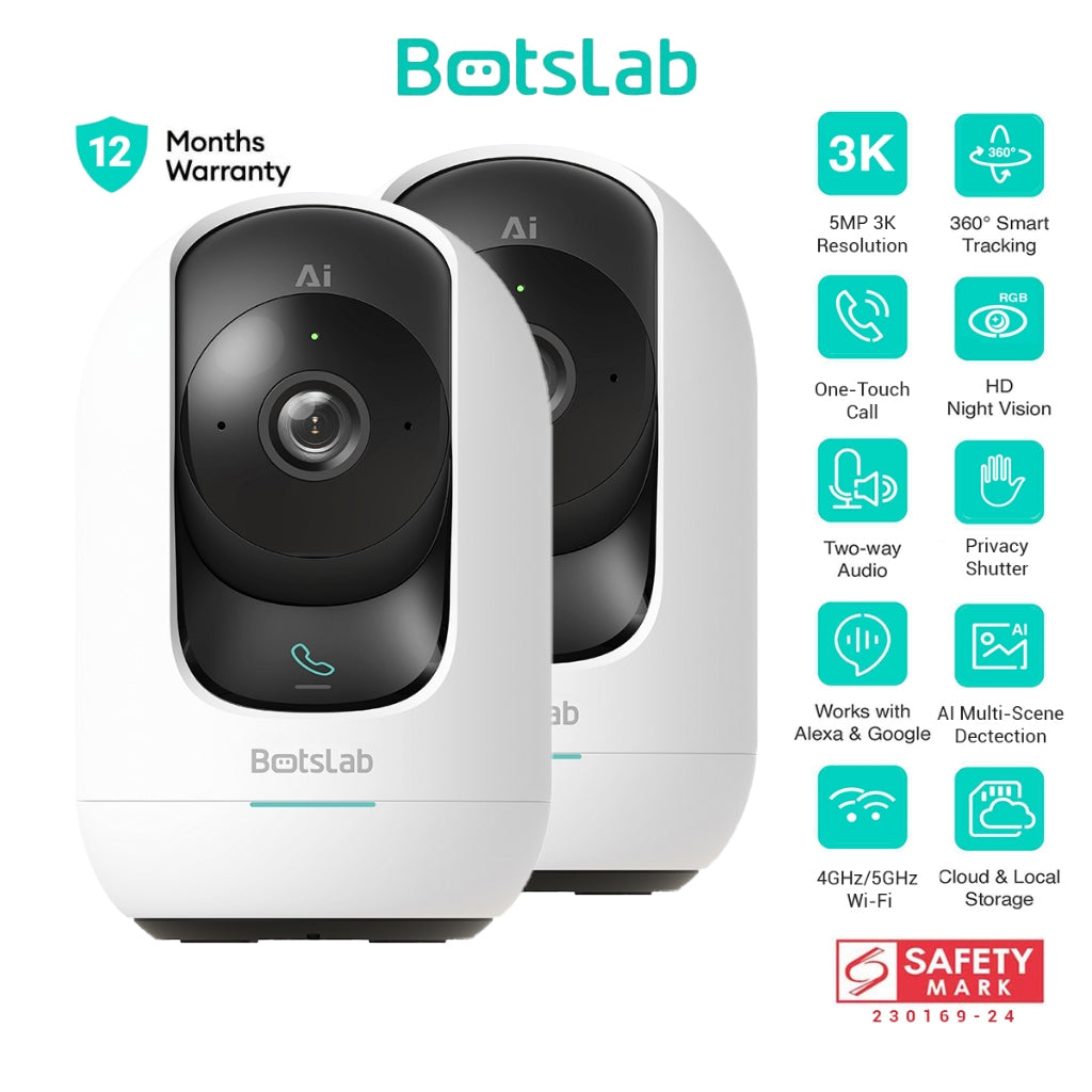 Botslab Indoor Cam 2 Pro, 3K Pan and Tilt CCTV Wireless Home Camera Botslab