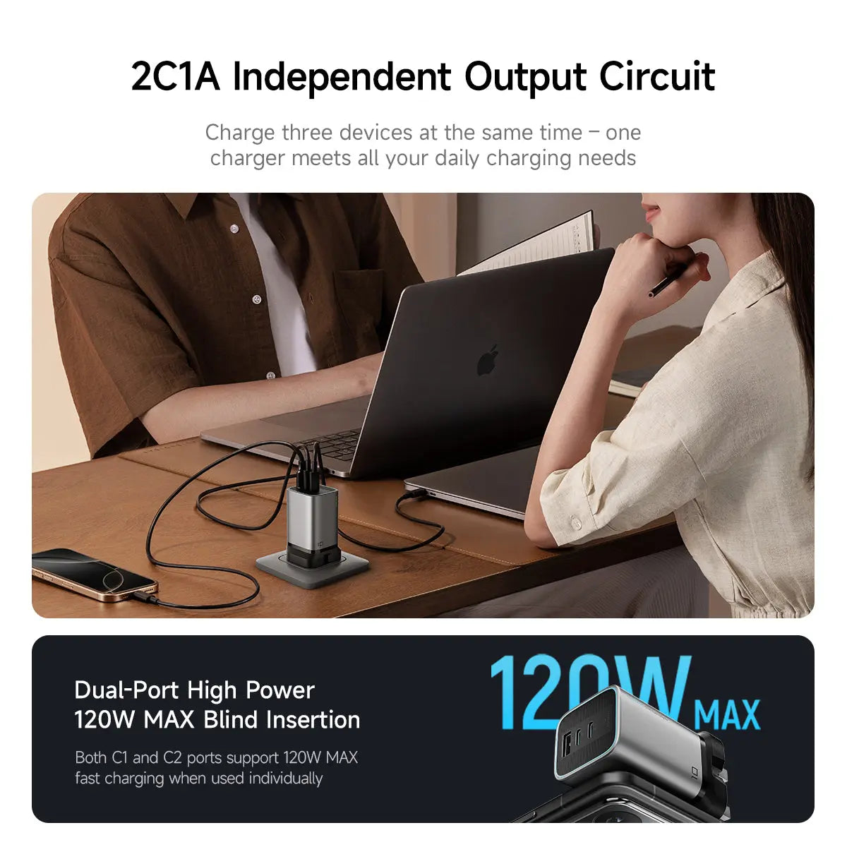 Cuktech 10 Power Charger Mini 120W GaN Charger Fast Charging with USB-C Cable Multi-Port PPS PD Wall Charger AD1203P-UK Tech House Singapore