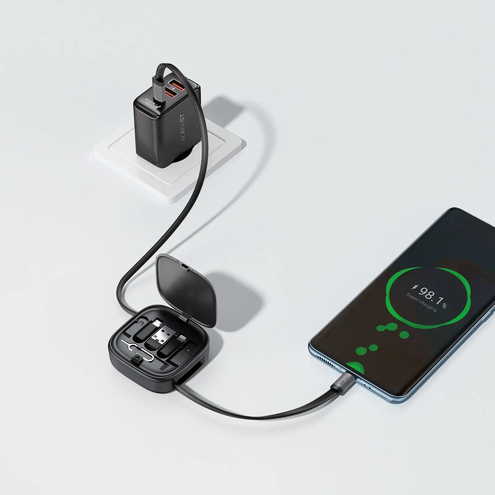 Acefast J3 Multifunctional Travel Set with Retractable Charging Data Cable and Holder Tech House Singapore