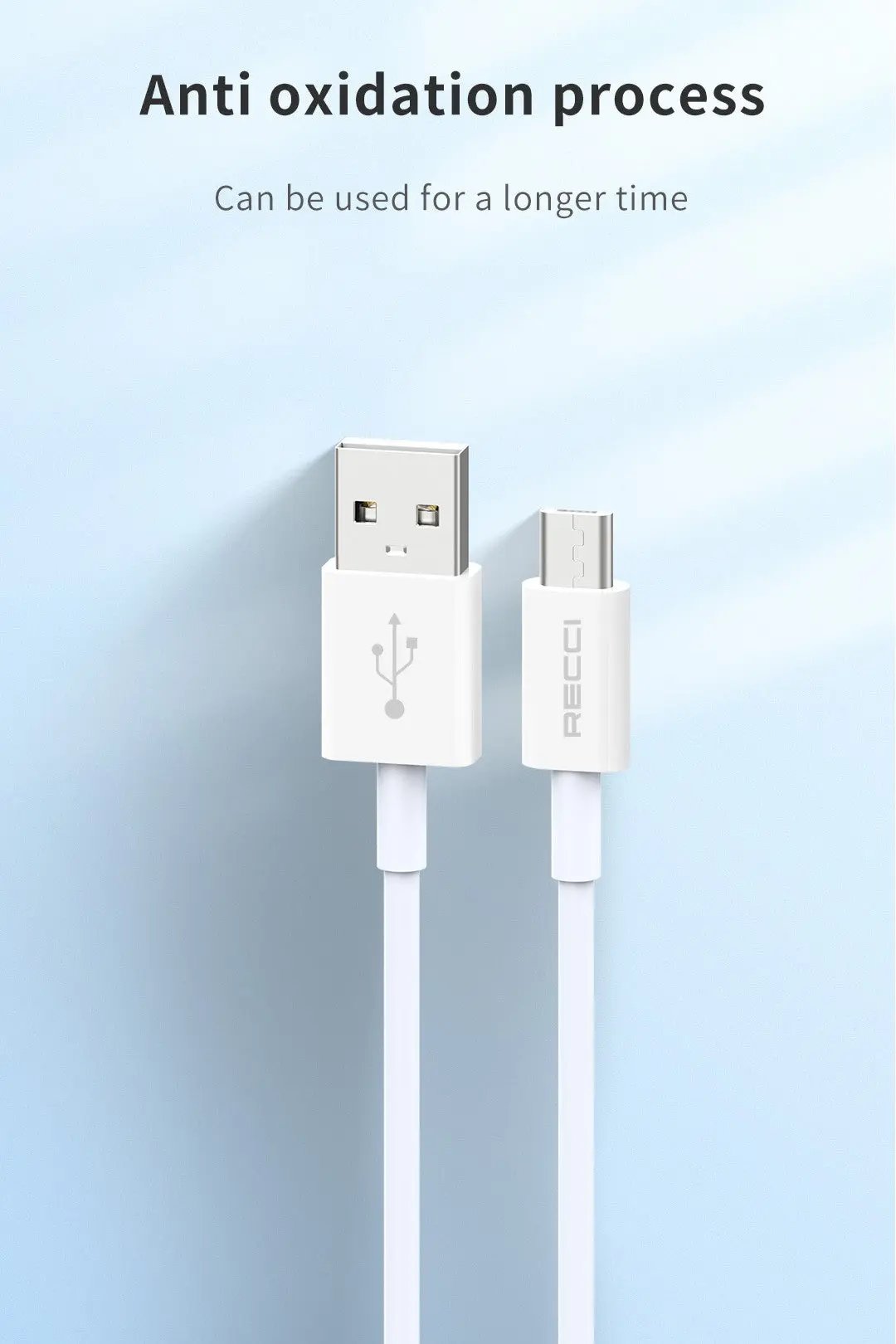 Recci USB A to C Cable 1M PD 20W Fast Charging 3A Cable RS06C Tech House Singapore