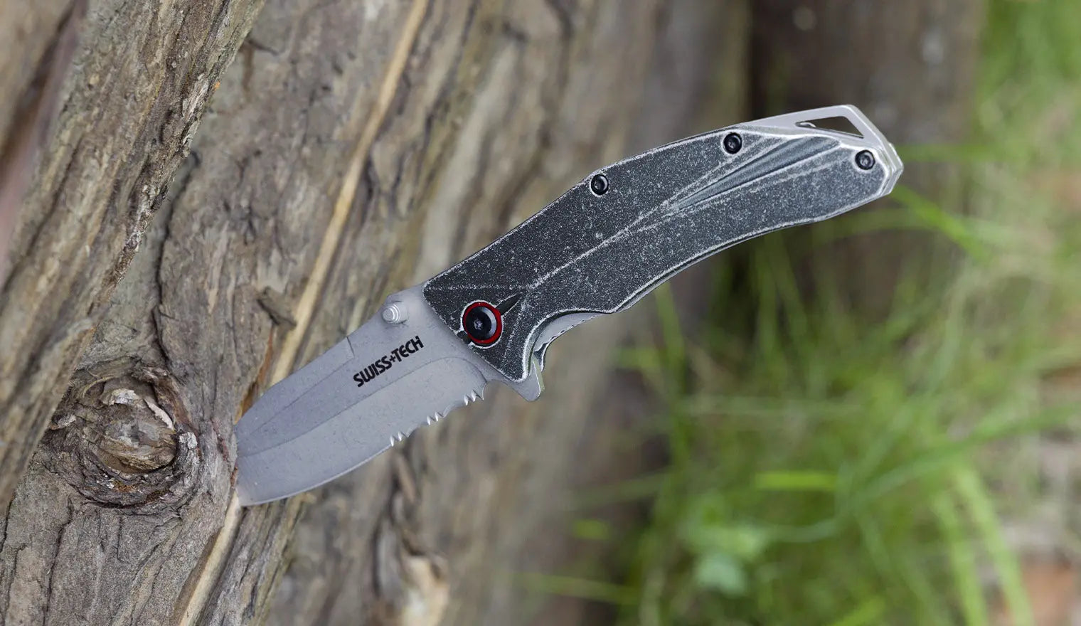 Swiss+Tech Aluminum Serrated Folding Knife ST014005 Tech House Singapore