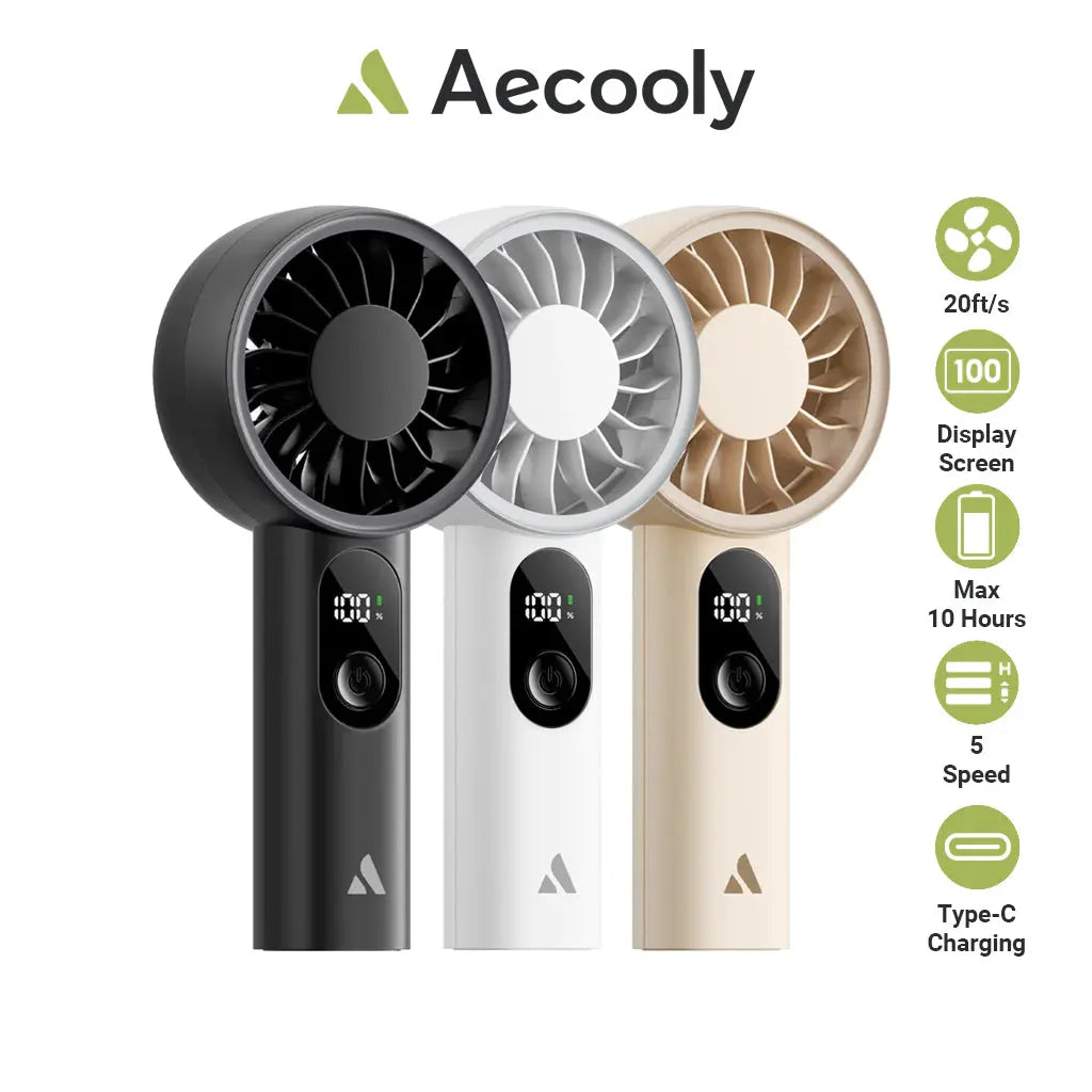 Aecooly Portable Handheld Fan Halo 03 | Portable USB Rechargeable Fan | Strong Wind | Lightweight Fan Tech House Singapore