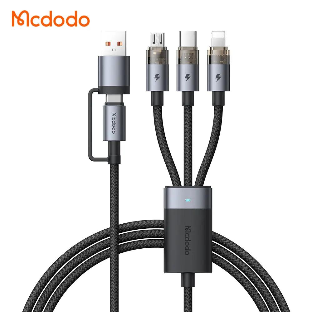 Mcdodo 2-in-3 Cable 100W Fast Charging (1.2M) Transparent Cable with Charging Light CA-7260 Tech House Singapore