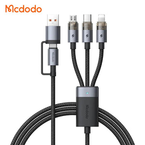 Mcdodo 2-in-3 Cable 100W Fast Charging (1.2M) Transparent Cable with Charging Light CA-7260 Tech House Singapore