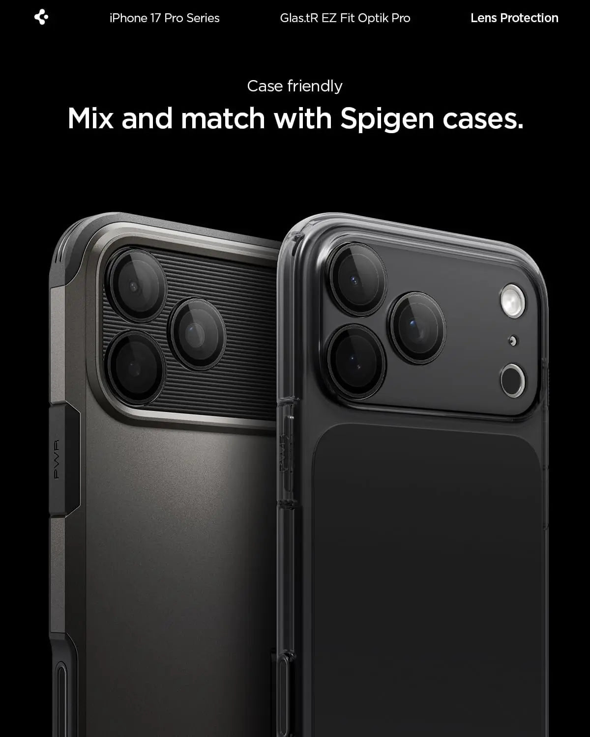 Spigen [2 Pack] iPhone 17 Pro Max / 17 Pro / 16 Pro Max / 16 Pro / 15 Pro Max / 15 Pro / 14 Pro Max / 14 Pro Camera Lens Protector EZ Fit Optik Pro Spigen Singapore