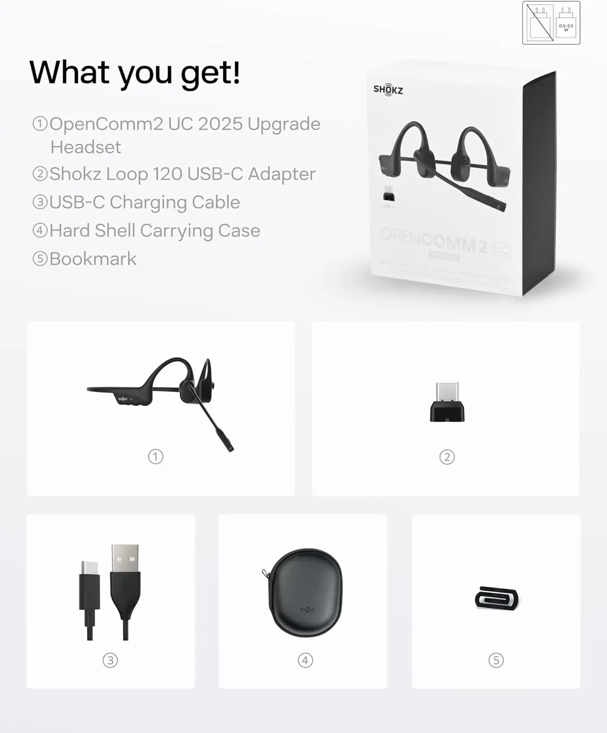 SHOKZ OpenComm2 Bone Conduction Stereo Bluetooth Headphones (2025 Upgrade) with USB-C Adapter C120 Tech House Singapore