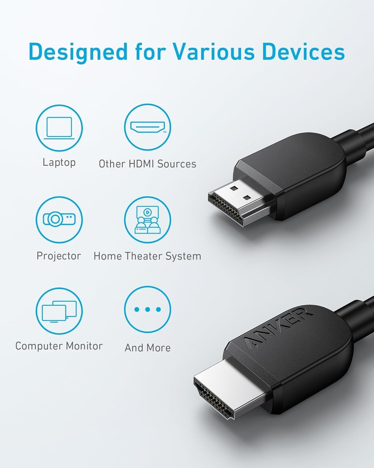 Anker HDMI Adapter Cable 8K@60Hz, 3ft HDMI to HDMI Cord A8742 Anker