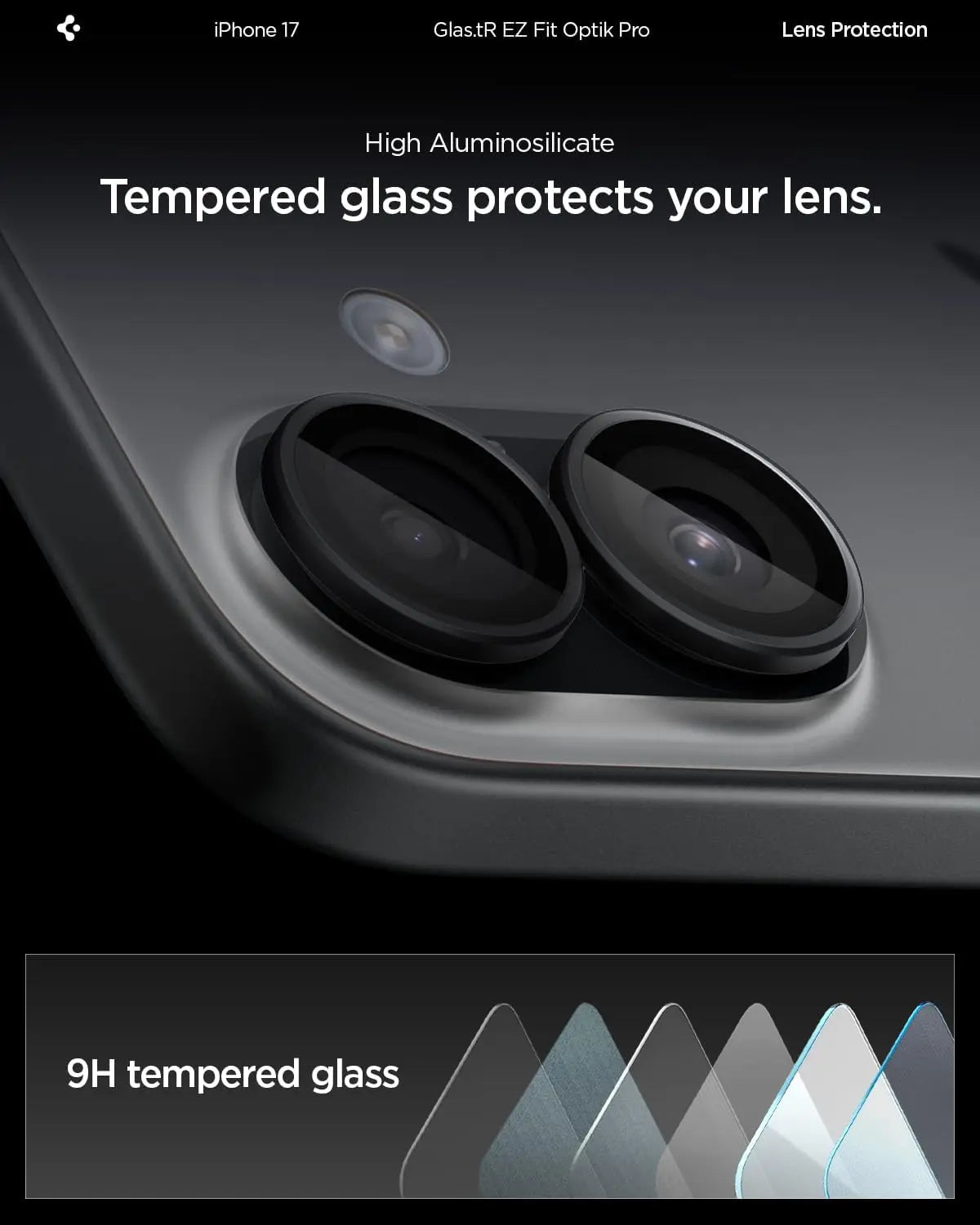 Spigen [2 Pack] iPhone 17 / 16 Plus / iPhone 16 Camera Lens Protector EZ Fit Optik Pro Spigen Singapore