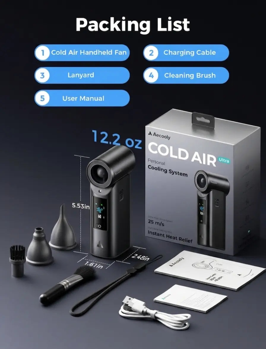 Aecooly Portable Misting Fan Cold Air Ultra Mist Chill High Speed Wind Portable Fan Rechargeable Turbo Fan Mini Fan Tech House Singapore