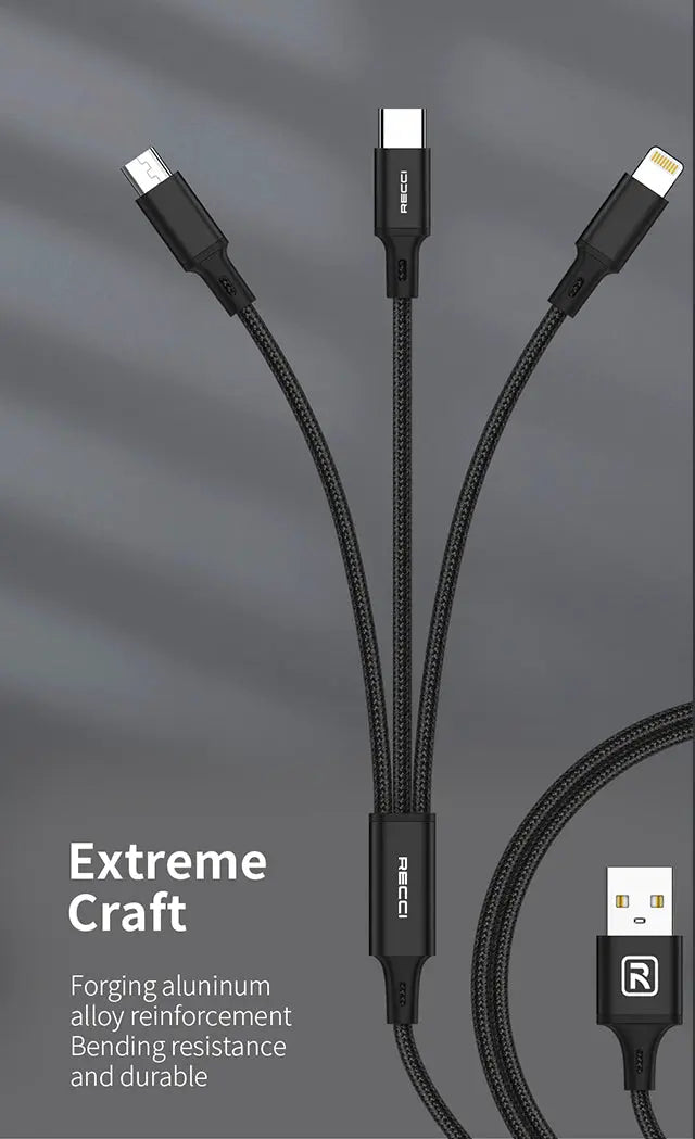 Recci 3 in 1 Cable 1.2M RCS-D120 Tech House Singapore