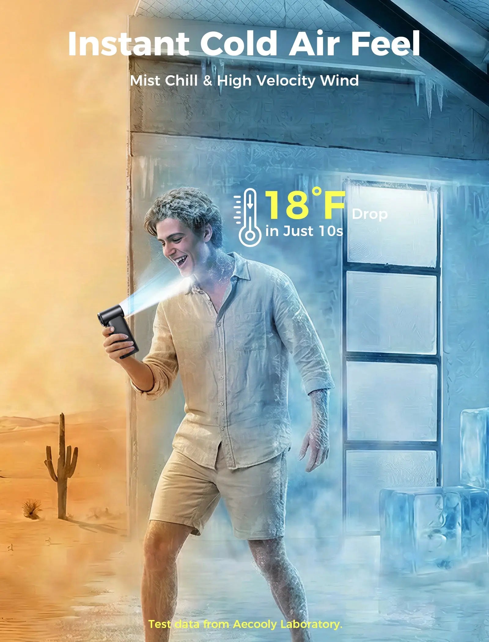 Aecooly Portable Misting Fan Cold Air Pro Mist Chill High Speed Wind Portable Fan Rechargeable Turbo Fan Mini Fan Tech House Singapore