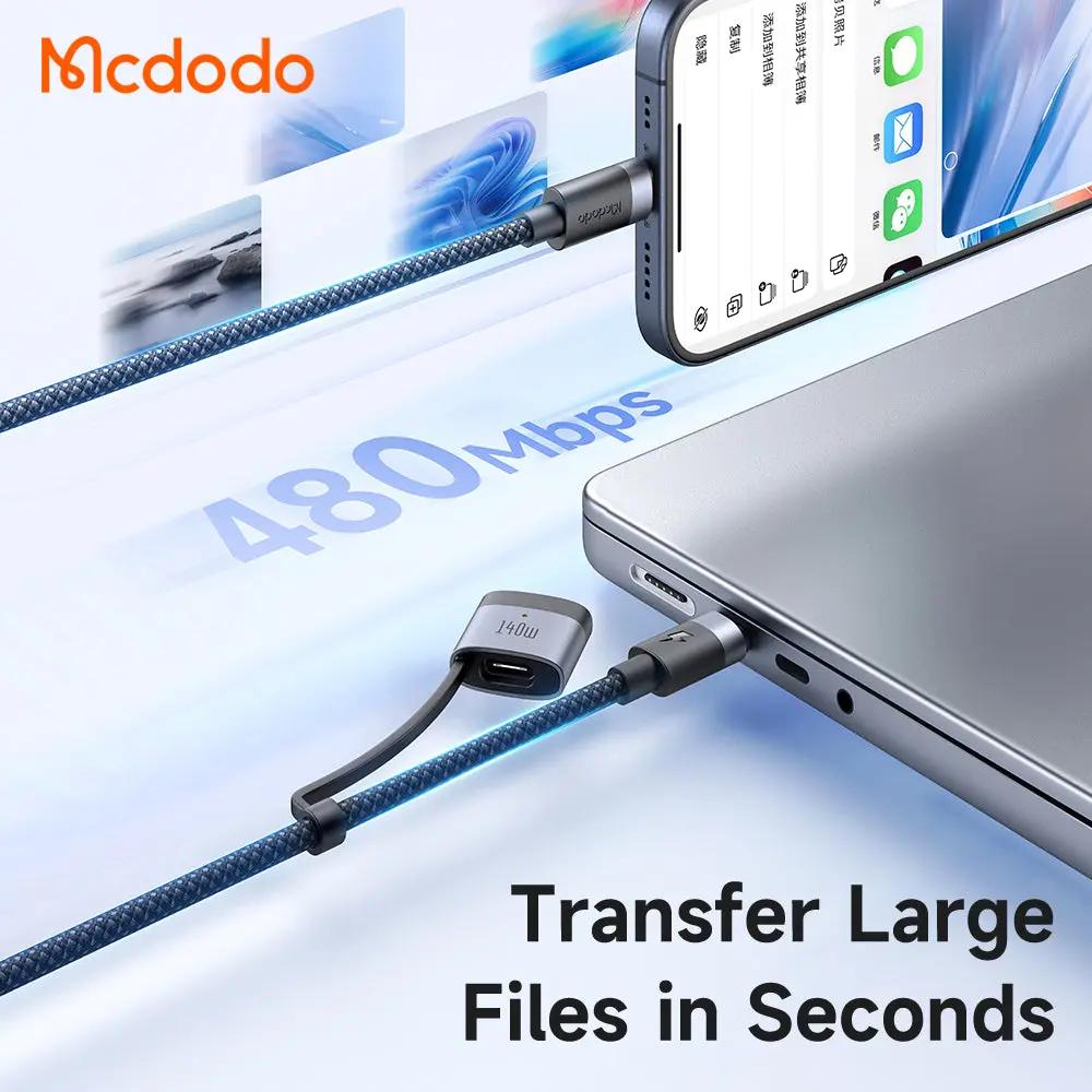 Mcdodo 2-in-1 USB-C to USB-C Cable 240W/140W Charging with (2M) Magnetic 3 Cable CA-0140 Tech House Singapore