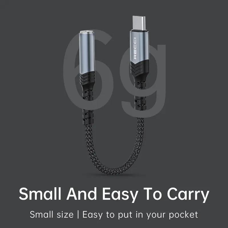 Recci USB C to AUX 3.5mm Audio Adapter Cable RDS-A25 Tech House Singapore