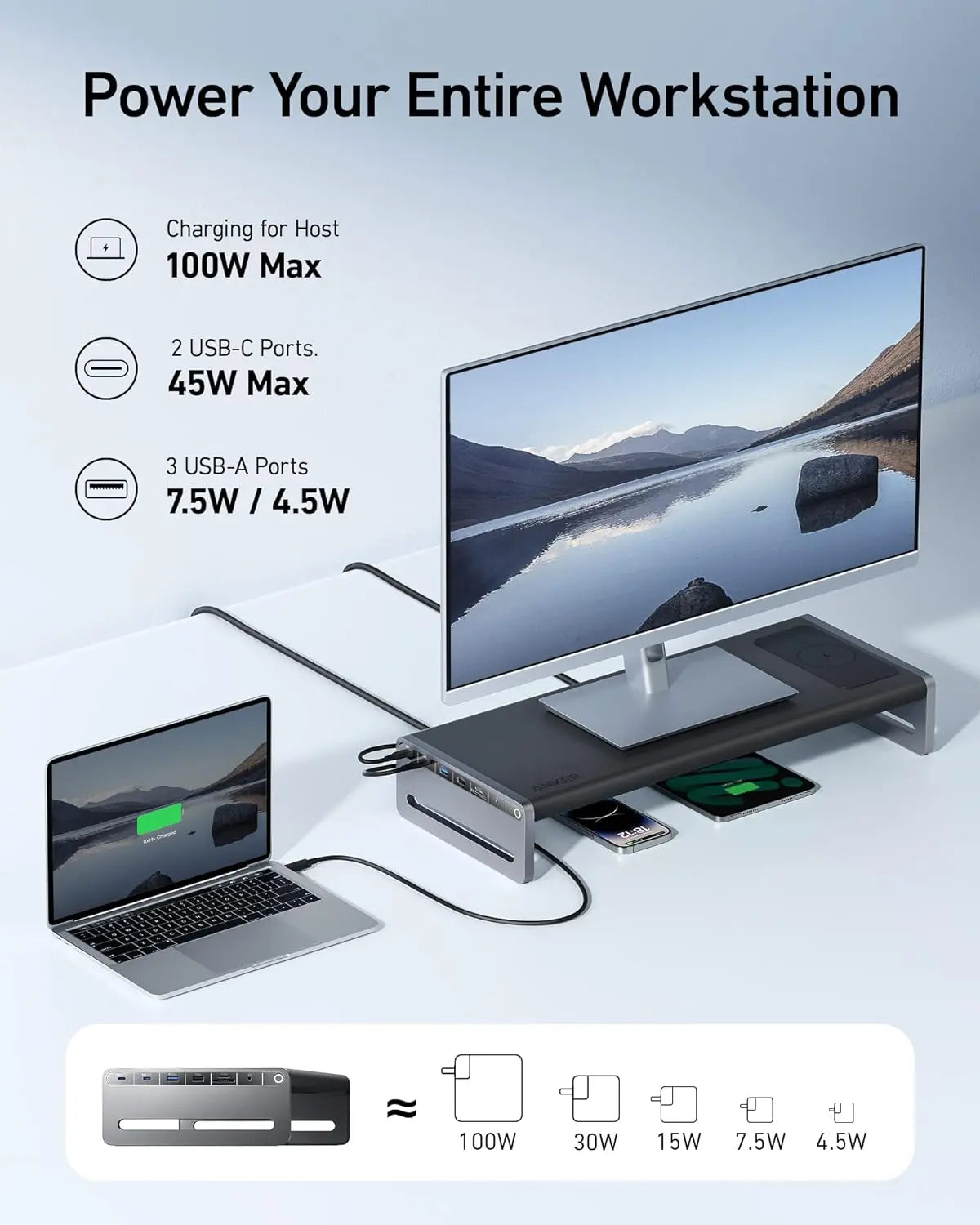 Anker 675 USB-C Docking Station (12-in-1, Monitor Stand) with 10Gbps USB-C Ports A8377 Anker Singapore