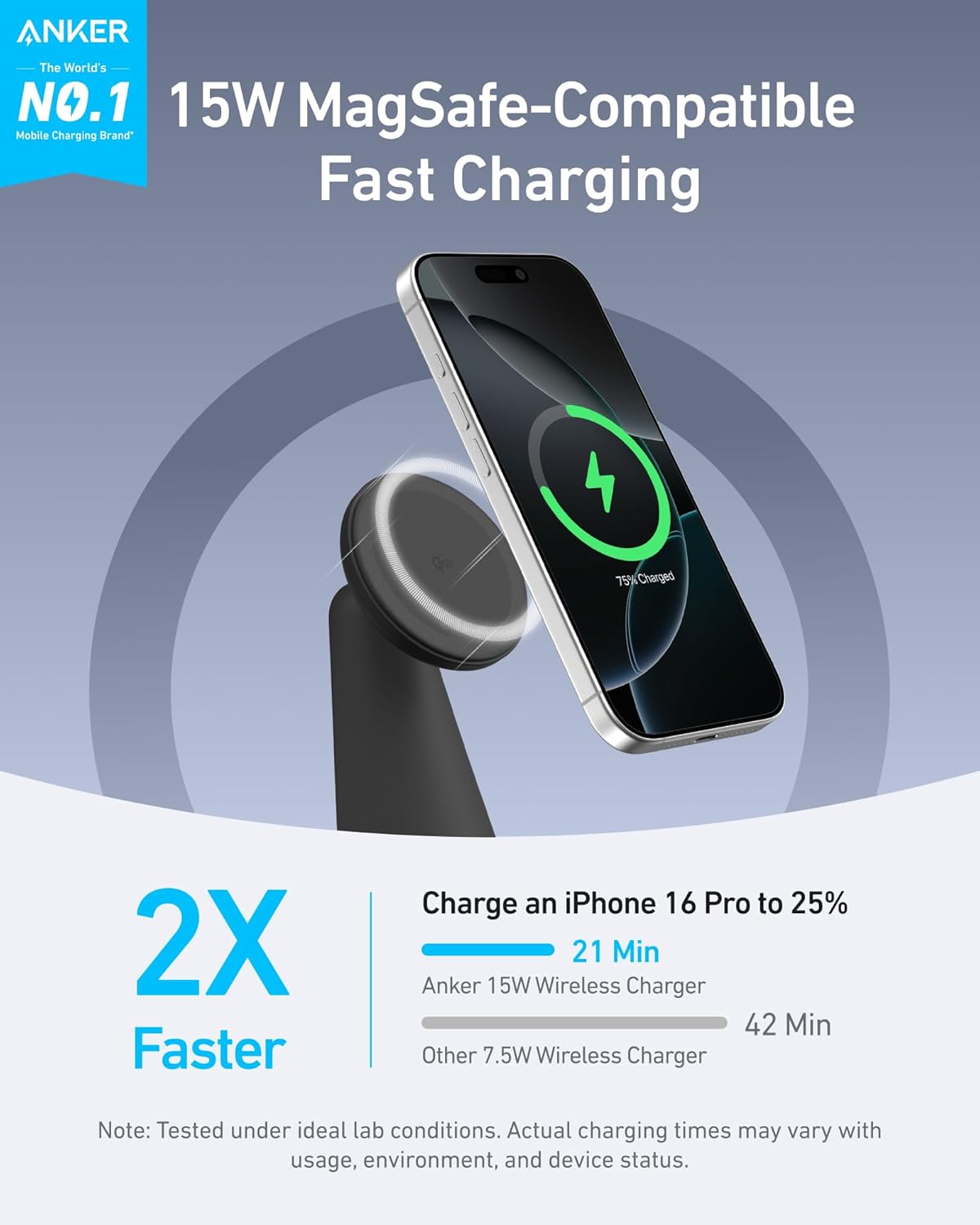 Anker MagGo 2-in-1 Dock Stand Qi2 15W Wireless Charger A25M7 Anker