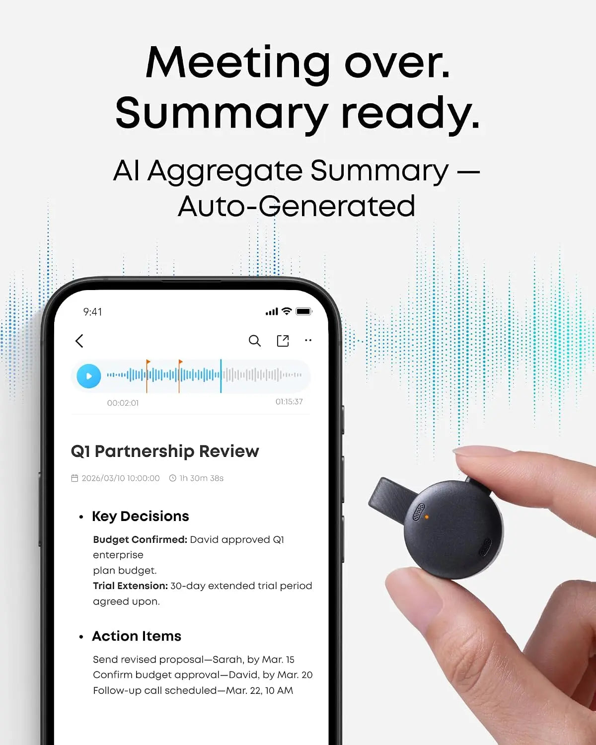 Soundcore Work Coin-Sized Wearable AI Note Taker 8GB MFi-Certified Voice Recorder D3200 Tech House Singapore