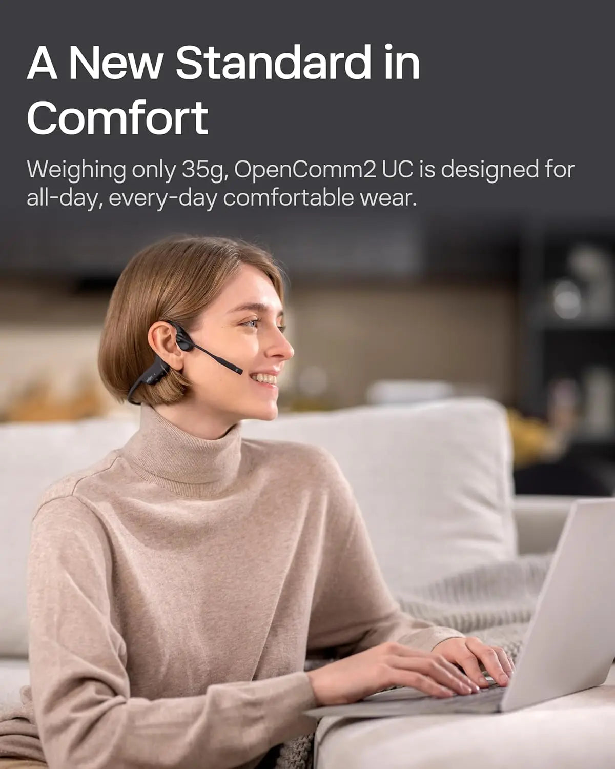 SHOKZ OpenComm2 Bone Conduction Stereo Bluetooth Headphones (2025 Upgrade) with USB-C Adapter C120 Tech House Singapore
