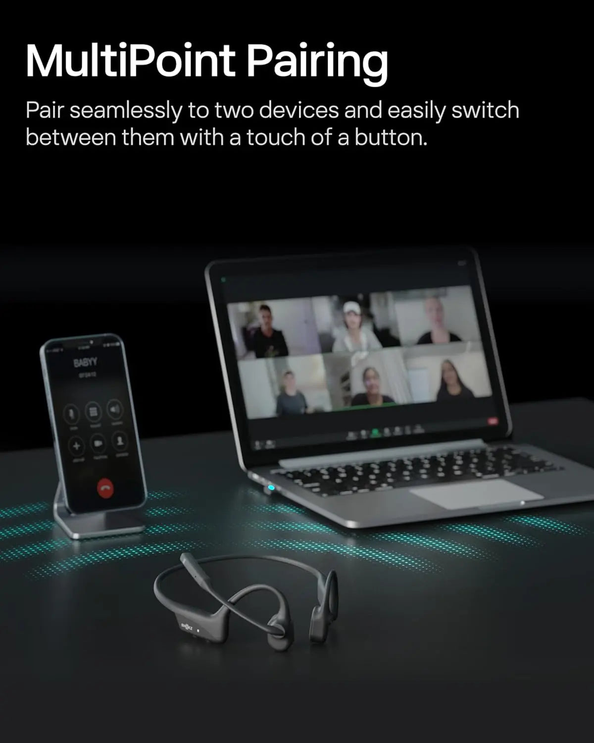 SHOKZ OpenComm2 Bone Conduction Stereo Bluetooth Headphones (2025 Upgrade) with USB-C Adapter C120 Tech House Singapore
