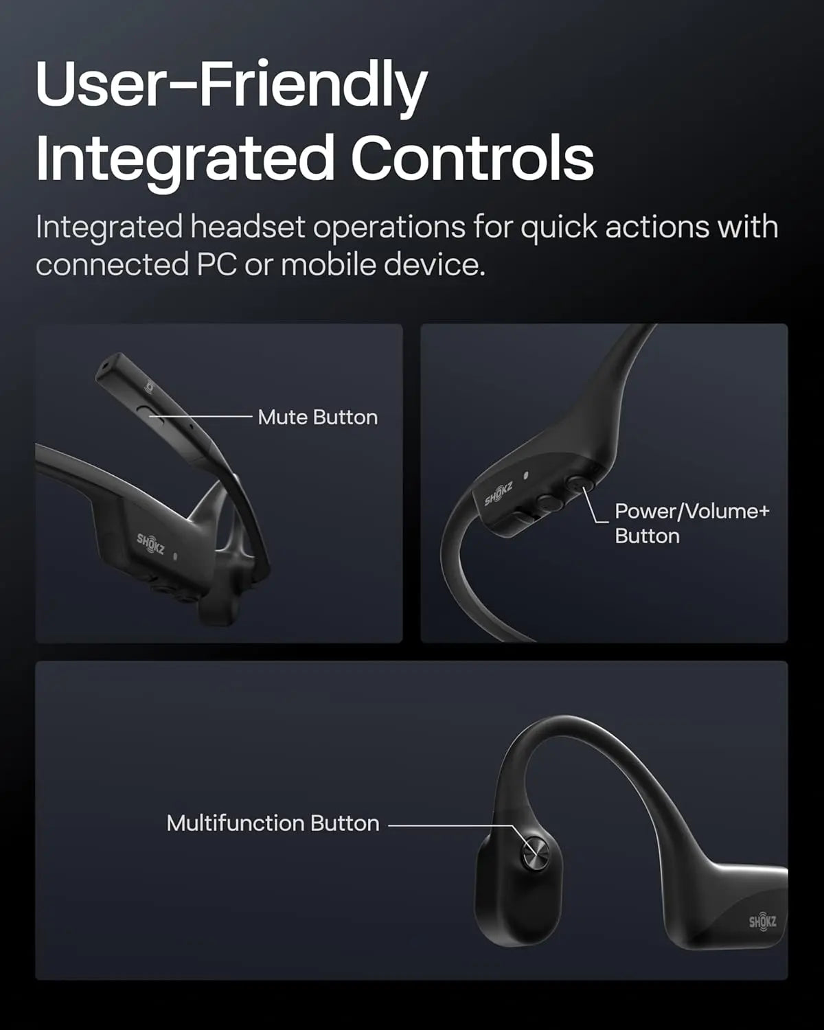 SHOKZ OpenComm2 Bone Conduction Stereo Bluetooth Headphones (2025 Upgrade) with USB-C Adapter C120 Tech House Singapore