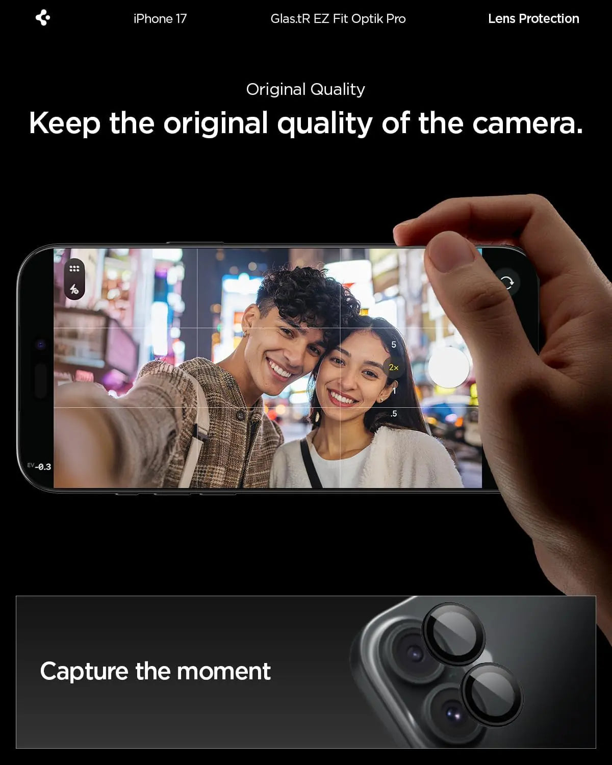 Spigen [2 Pack] iPhone 17 / 16 Plus / iPhone 16 Camera Lens Protector EZ Fit Optik Pro Spigen Singapore