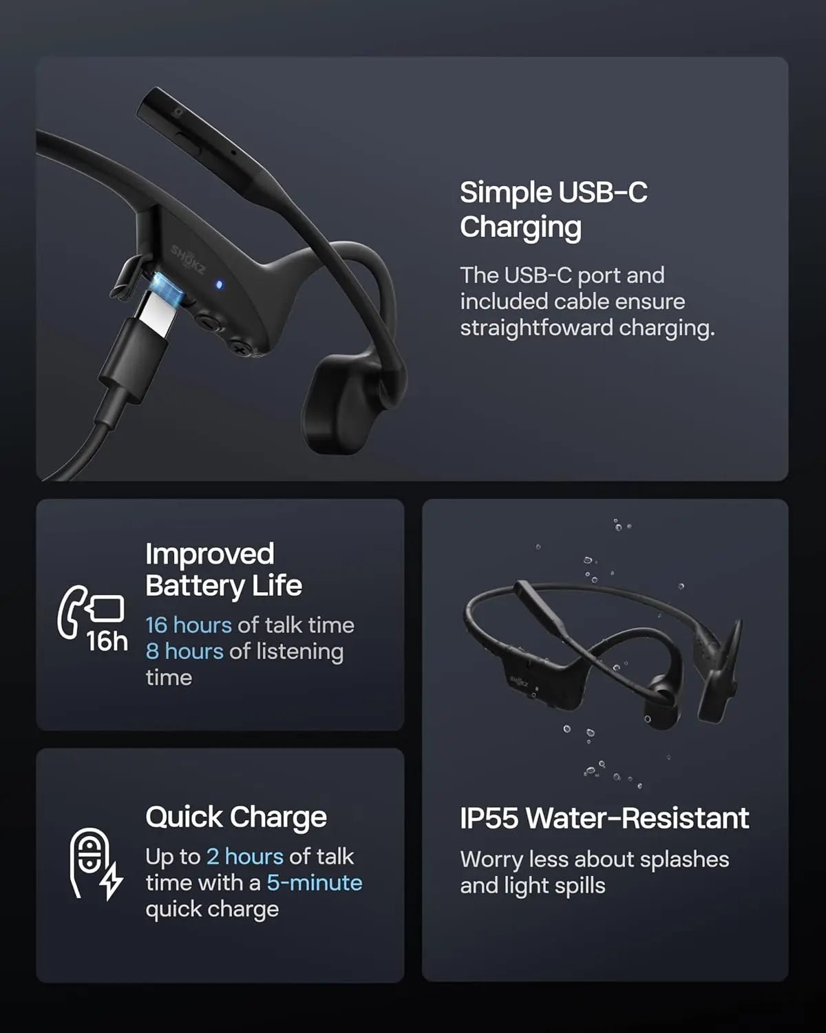 SHOKZ OpenComm2 Bone Conduction Stereo Bluetooth Headphones (2025 Upgrade) C120 Tech House Singapore