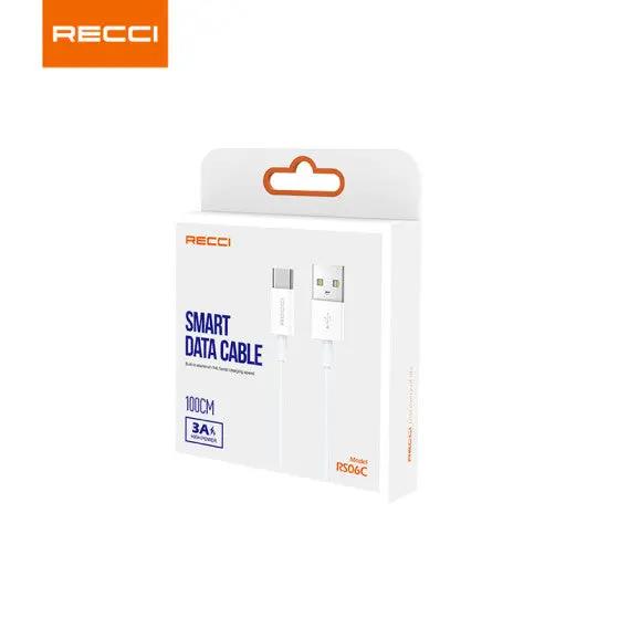 Recci USB A to C Cable 1M PD 20W Fast Charging 3A Cable RS06C Tech House Singapore