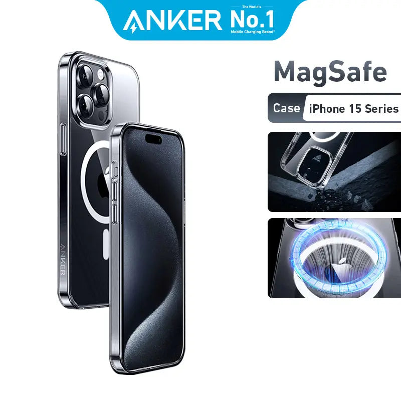 [Bundle Deal] Anker iPhone 15 Case Magsafe Case Clear Magnetic Phone Casing Cover + Screen Protector Anker Singapore