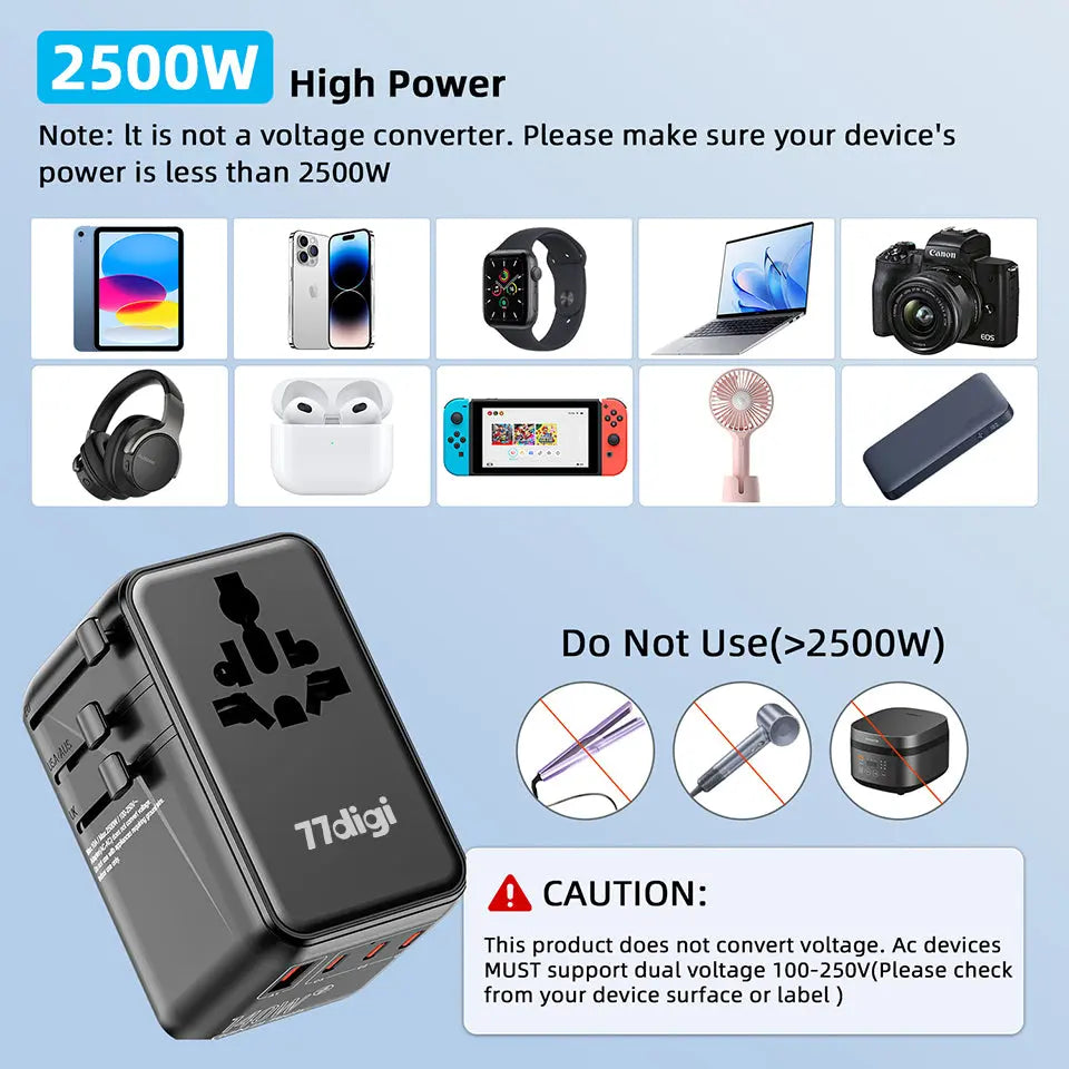 77digi 140W GaN PD 3.1 1 USB 3 Type C Travel Adapter WWA140 77digi Singapore