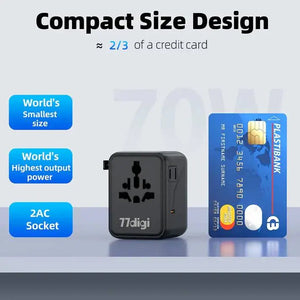 77digi 70W 3 Type-C + 2 USB Travel Adapter WWA70 77digi Singapore