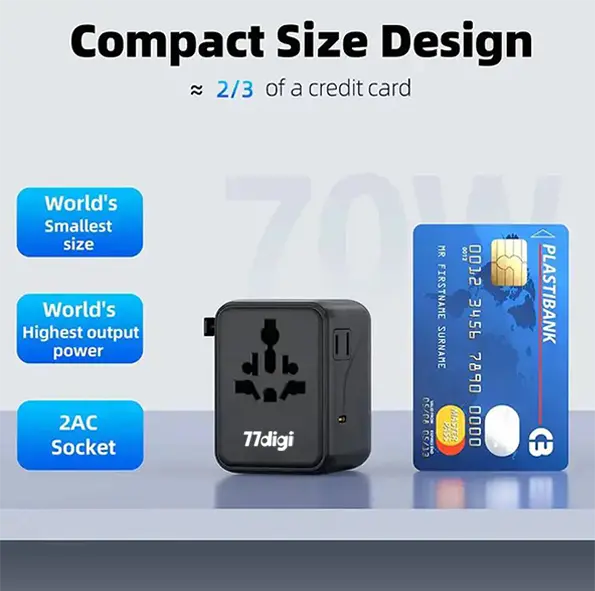 77digi 70W 3 Type-C + 2 USB Travel Adapter WWA70 77digi Singapore