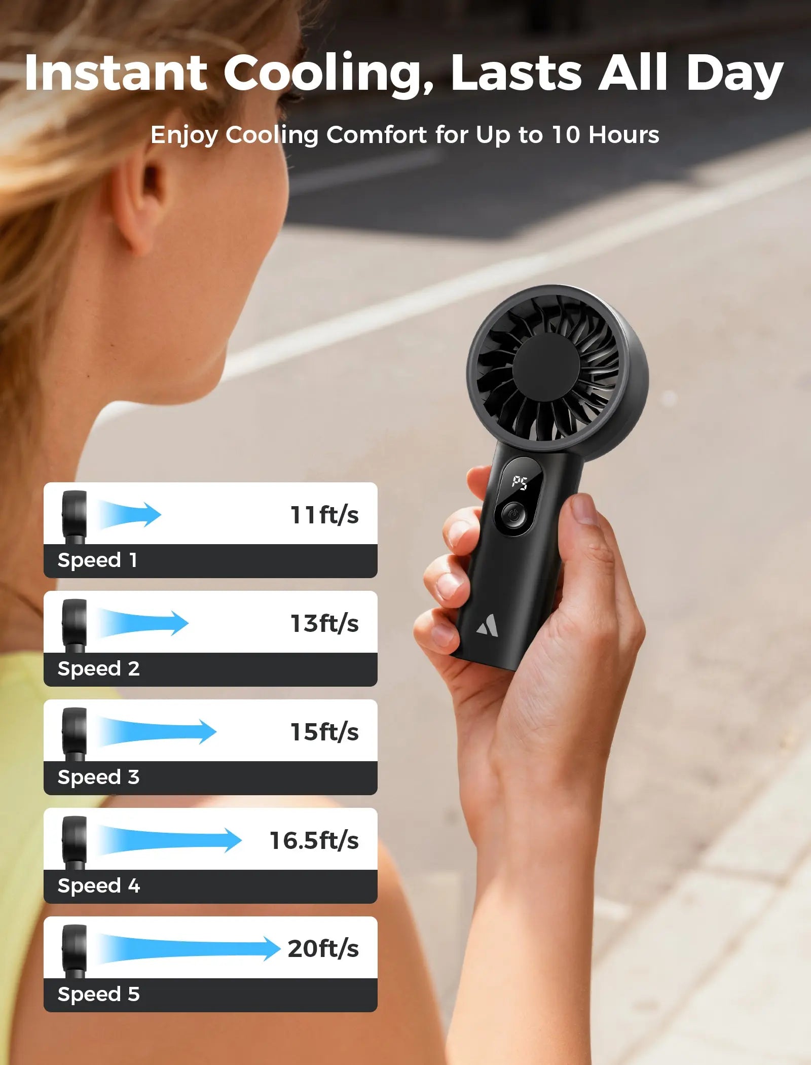 Aecooly Portable Handheld Fan Halo 03 | Portable USB Rechargeable Fan | Strong Wind | Lightweight Fan Tech House Singapore