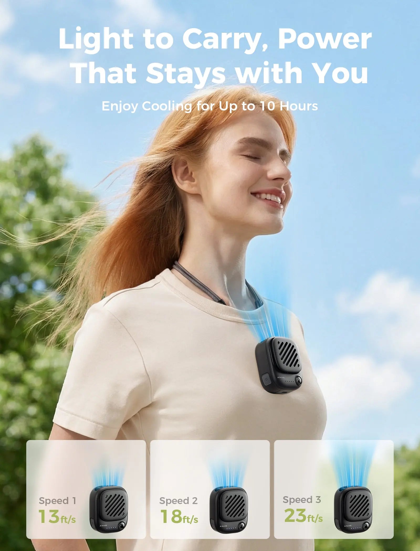 Aecooly Mini Portable Neck Fan, Mighty Hands Free Fan, Magnetic Fit Click 01 USB Rechargeable 10H Max Portable Fan Tech House Singapore
