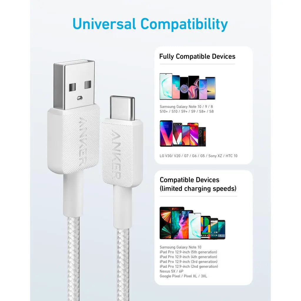 322 USB-A to USB-C Cable 6ft/1.8m A81H6 - Anker Singapore