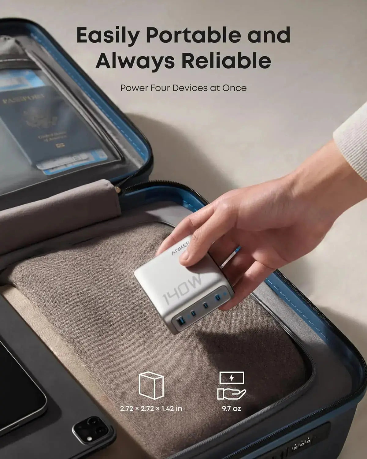 Anker Charger 140W, 4-Port Foldable PD 3.1 USB-C GaN Charger A2697 (without Cable) Tech House Singapore