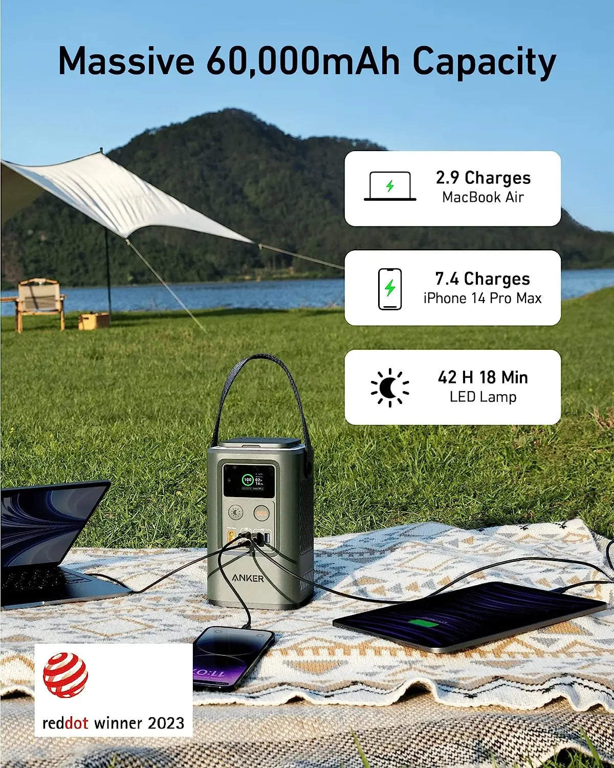 Anker Power Bank Power Station 60,000mAh,Portable Outdoor Generator 87W A1294 Anker Singapore