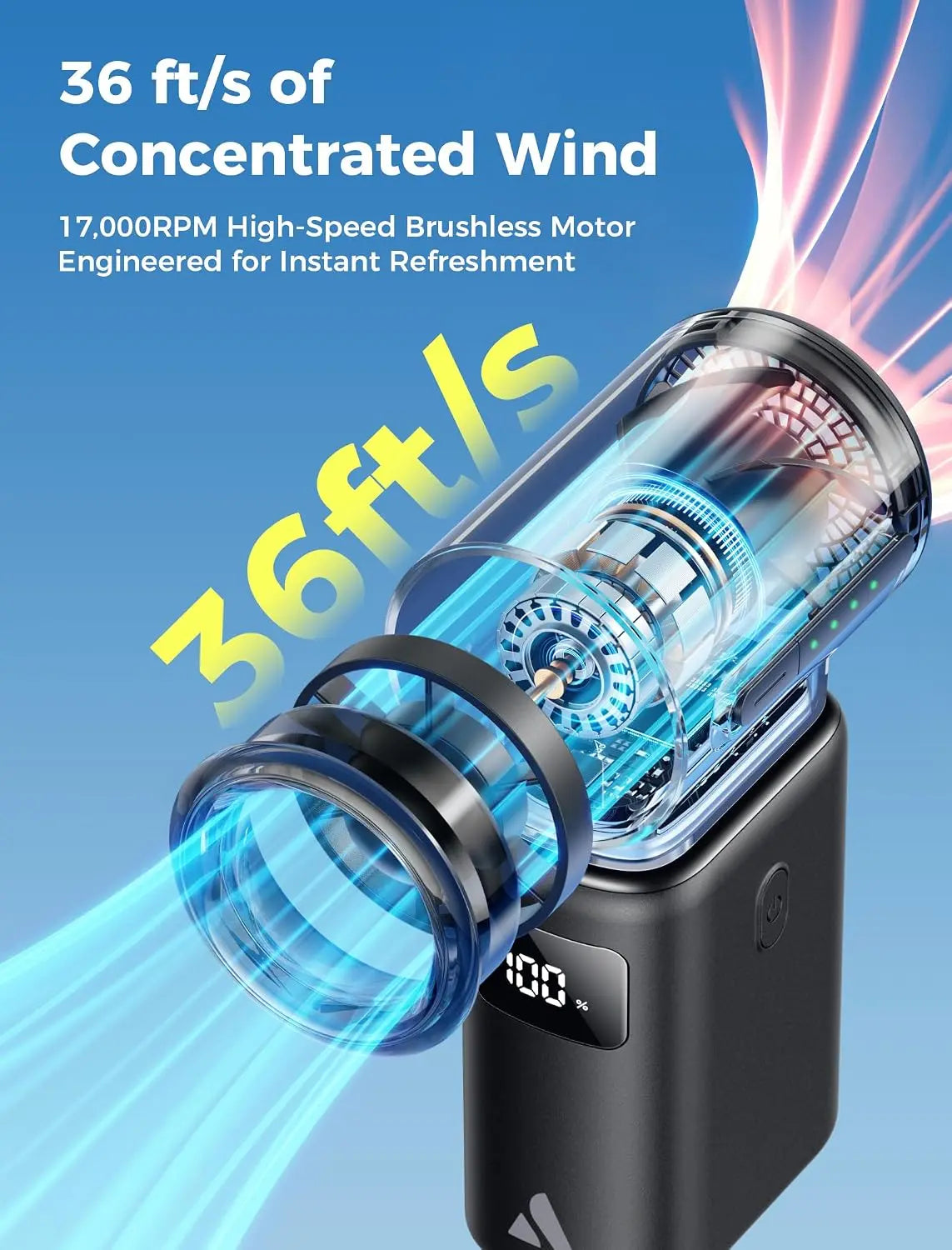 Aecooly Mini Portable Fan with Power Bank Detachable Modular Powerful Handheld Fan, 36ft/s High Speed 8.5H Mini Fan Tech House Singapore