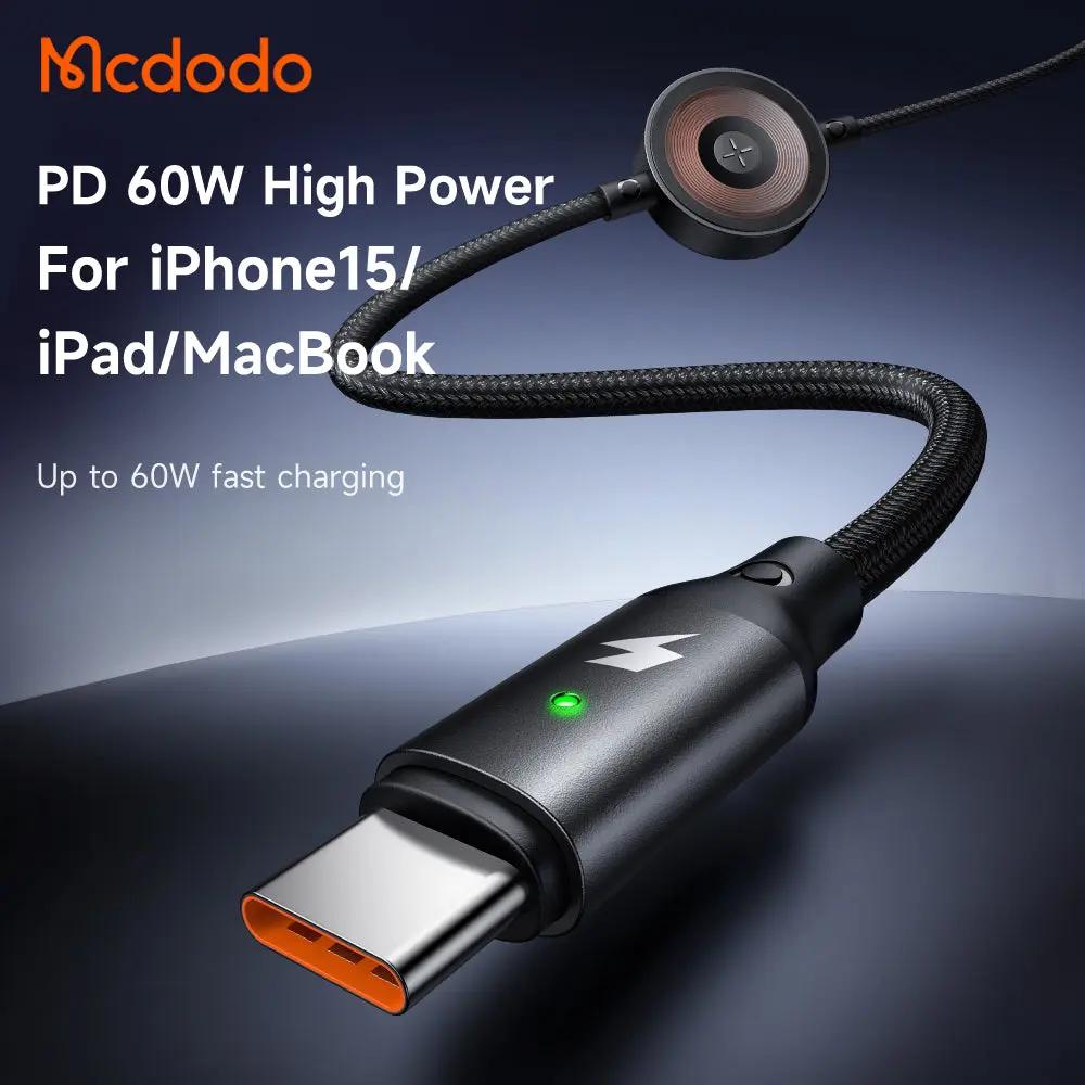 Mcdodo 2-in-1 USB-C to USB-C Cable 60W Fast Charging with Wireless Charger for Apple Watch (1.5M) CA-2580 Tech House Singapore