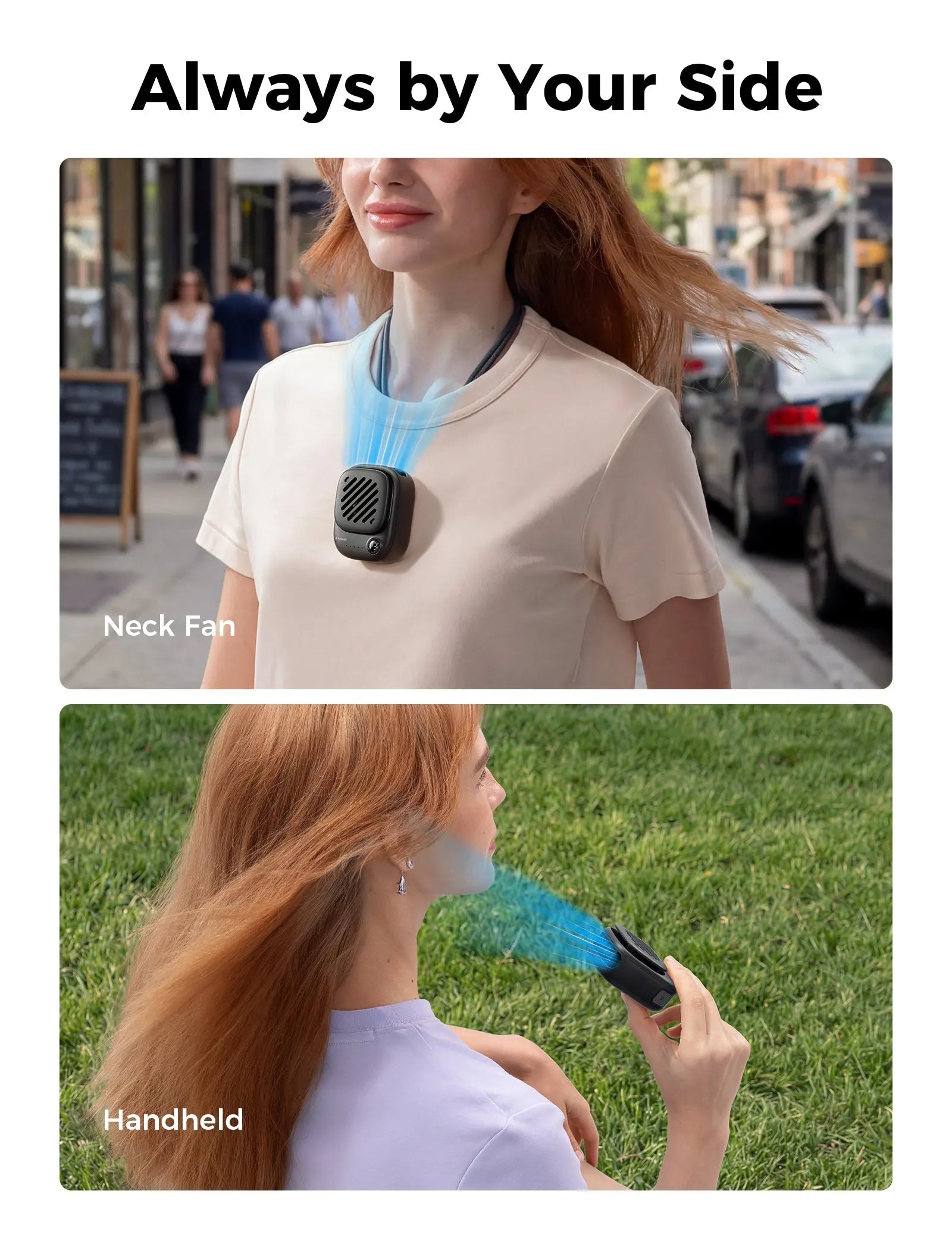 Aecooly Mini Portable Neck Fan, Mighty Hands Free Fan, Magnetic Fit Click 01 USB Rechargeable 10H Max Portable Fan Tech House Singapore