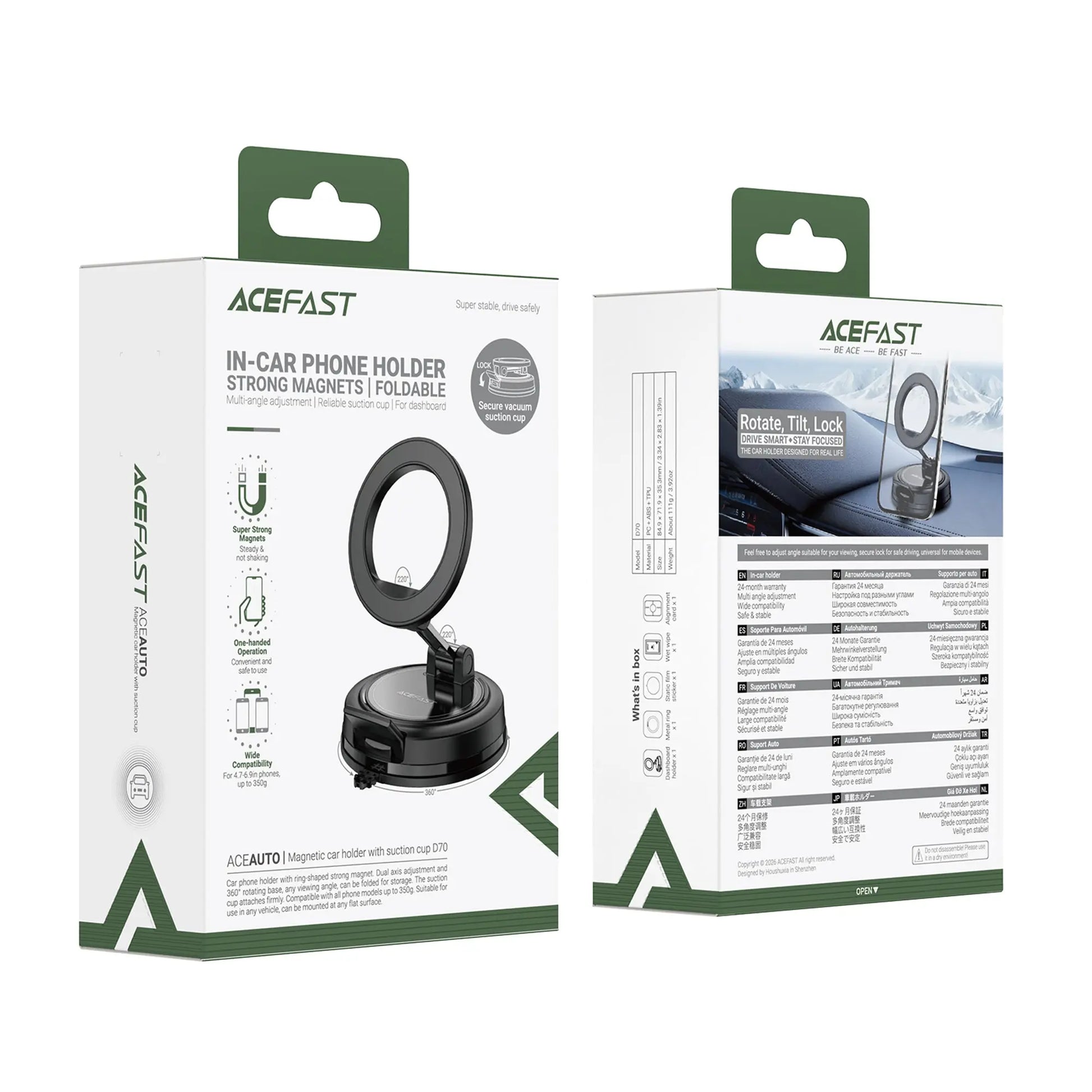 Acefast D70 Magnetic Suction Cup Car Mount Phone Holder Strong Grip Dashboard Windshield Smartphone Holder Tech House Singapore