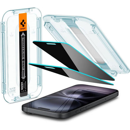 Spigen [2 Pack] iPhone 16 / iPhone 15 Privacy Tempered Glass EZ Fit