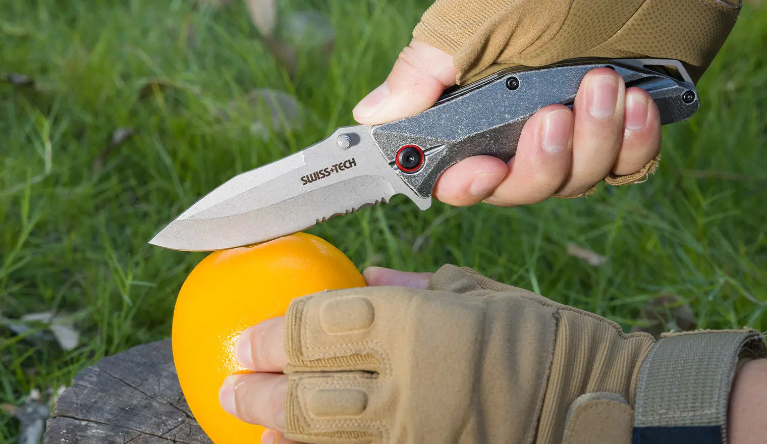 Swiss+Tech Aluminum Serrated Folding Knife ST014005 Tech House Singapore