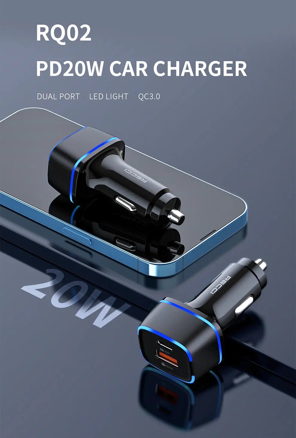 Recci Car Charger PD20W RQ02 Tech House Singapore