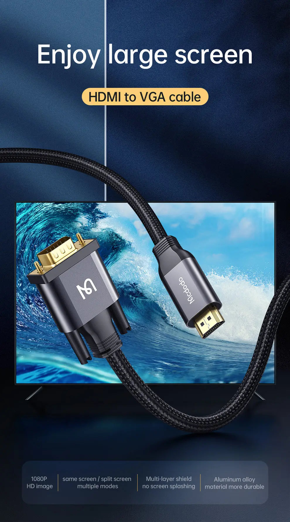MCDODO HDMI to VGA 2M CA-7770 Tech House Singapore