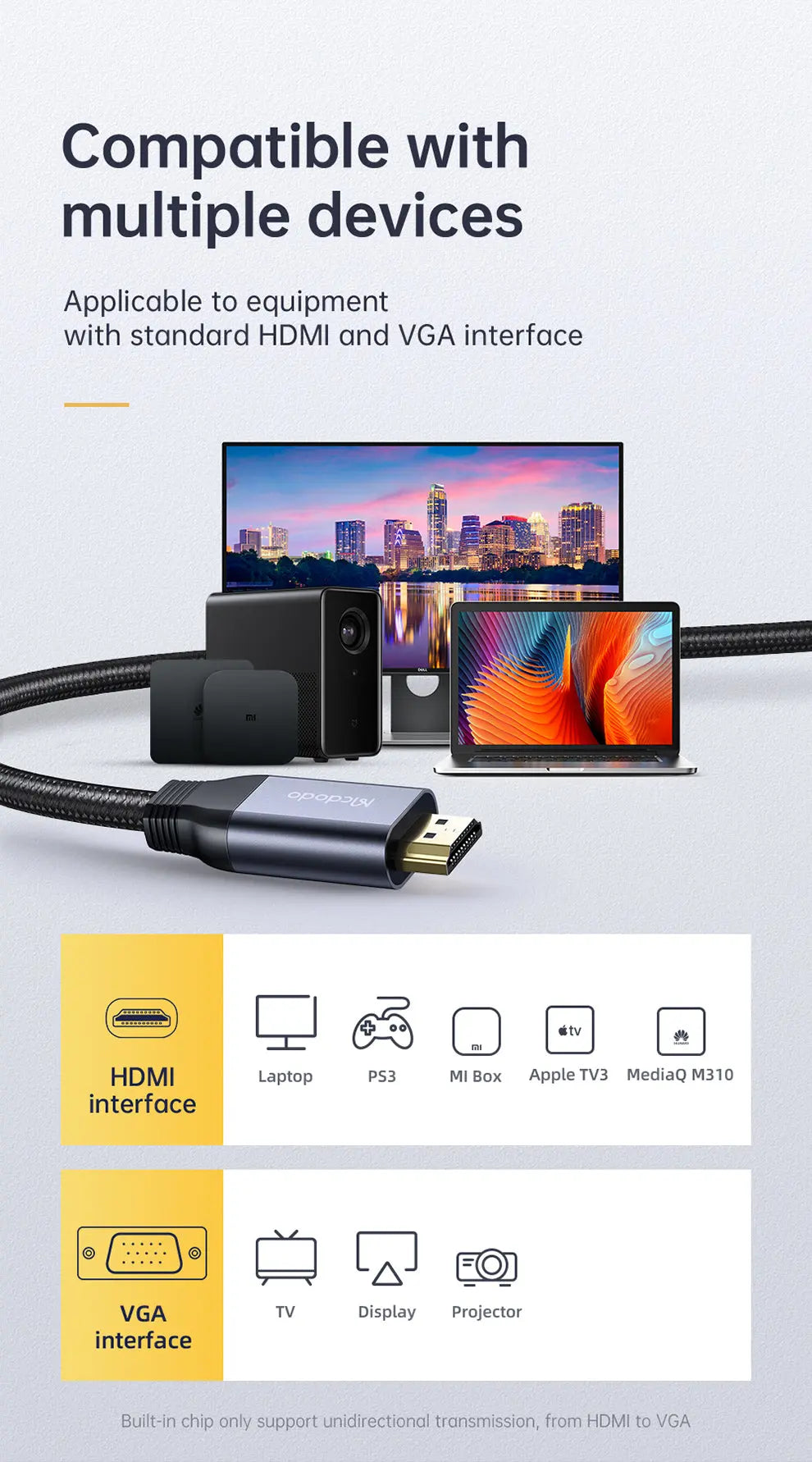 MCDODO HDMI to VGA 2M CA-7770 Tech House Singapore