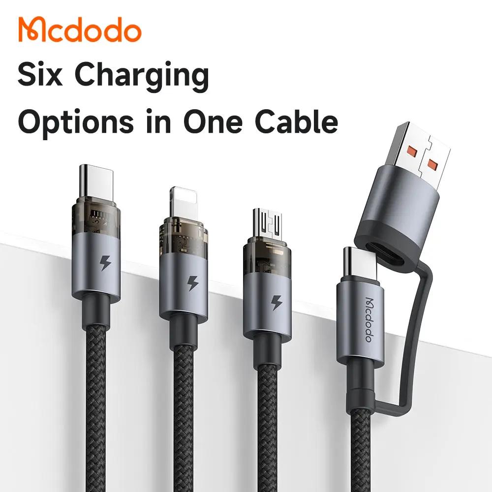 Mcdodo 2-in-3 Cable 100W Fast Charging (1.2M) Transparent Cable with Charging Light CA-7260 Tech House Singapore