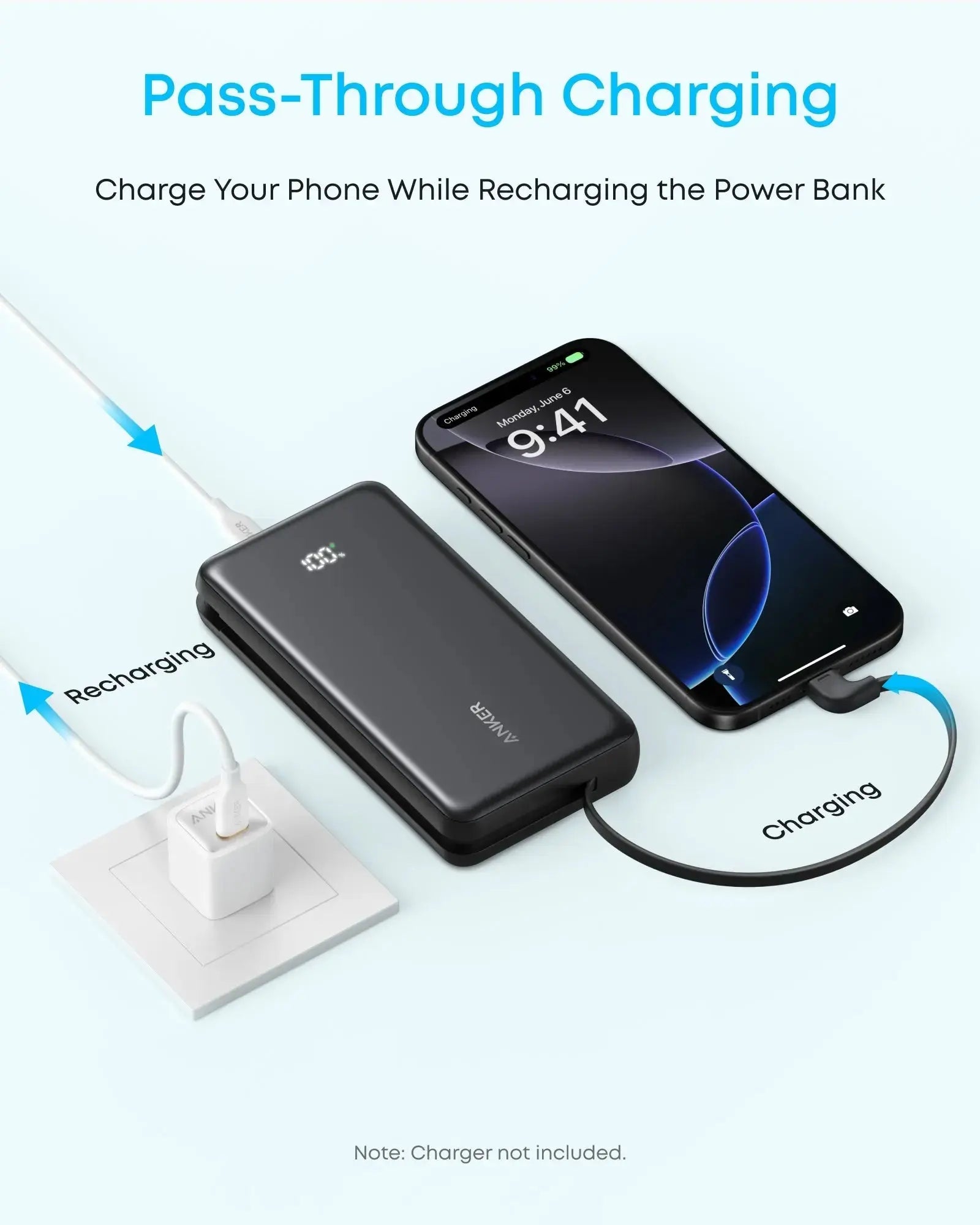 Anker Zolo Powerbank 20000mAh 22.5W Fast Charging Power Bank with Built-in USB-C Cable A110E Tech House Singapore